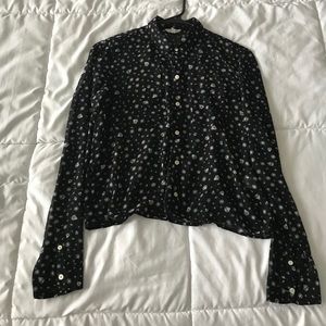 Printed Long Sleeve Chiffon Button Down